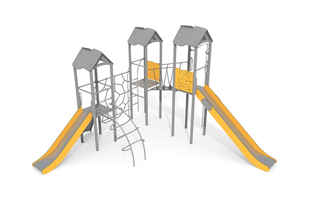 3D rendering af Spielturm - Active dreifacher Turm Kletternetz