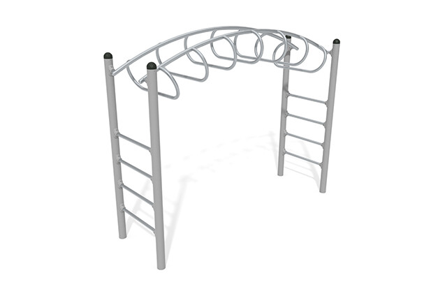 3D rendering af Dschungelspielplätze - Active gebogene Hangelstrecke Leitern
