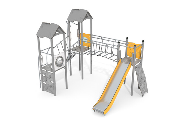 3D rendering af Spielturm - Active dreifacher Turm V-Brücke