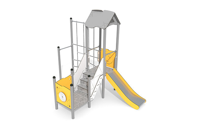3D rendering af Spielturm - Active Turmplattform Kletternetz