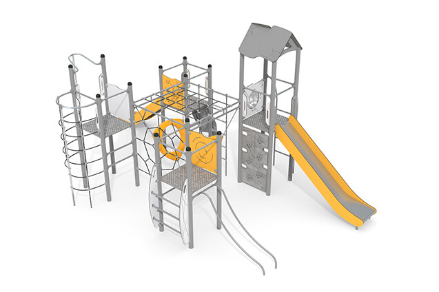 3D rendering af Spielturm - Active vierfacher Turm Kletterbahn