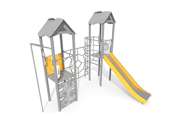 3D rendering af Spielturm - Active doppelter Turm Kletternetz