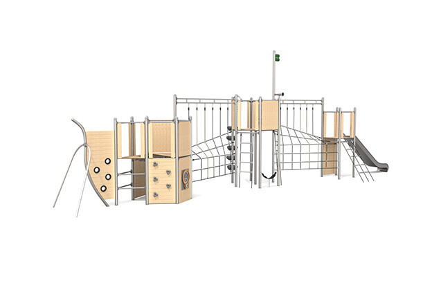 3D rendering af Spielschiff - dreiteilig aus Edelstahl Robinie 1