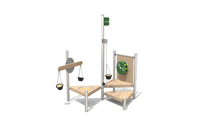 3D rendering af Sandkasten - Sandspielanlage mit Aufzug und Sandmühle