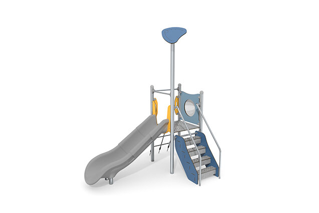 3D rendering af Spielturm - Aquarius INOX kleiner Turm Rutsche