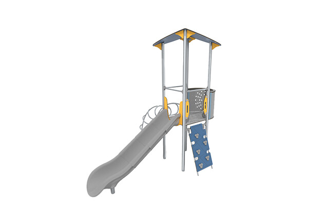3D rendering af Spielturm - Aquarius INOX einzelner Turm Rutsche