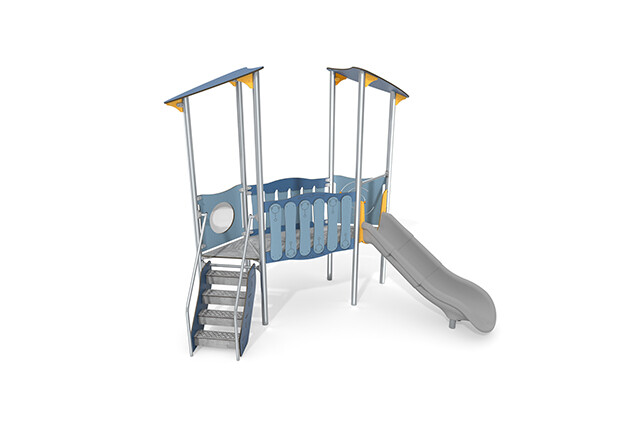 3D rendering af Spielturm - Aquarius INOX doppelter Turm Brücke