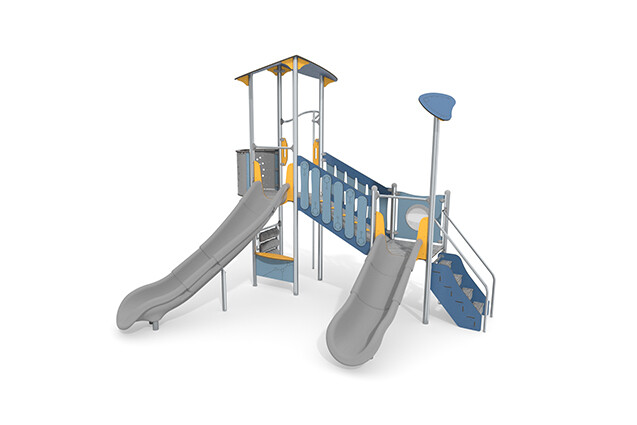 3D rendering af Spielturm - Aquarius INOX Turmplattform schräge Brücke