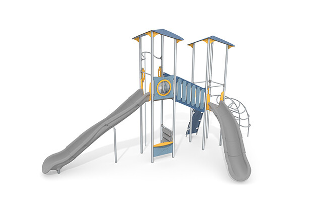 3D rendering af Spielturm - Aquarius INOX doppelter Turm