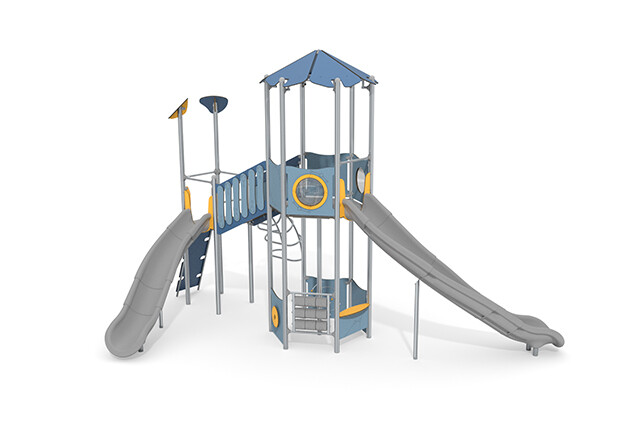 3D rendering af Spielturm - Aquarius INOX sechseckiger Turm Plattform