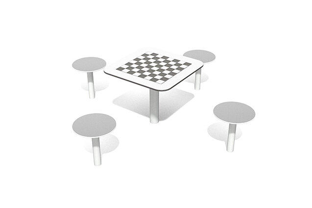 3D rendering af Outdoor-Spieltisch für Schach und Dame
