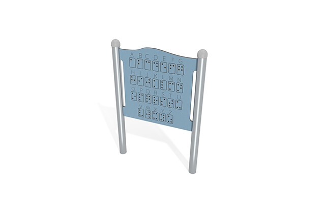3D rendering af Aktivitätstafel - Alphabet mit Brailleschrift blau