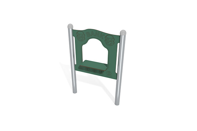 3D rendering af Aktivitätstafel - Ladentheke / Kaufmannstheke grün