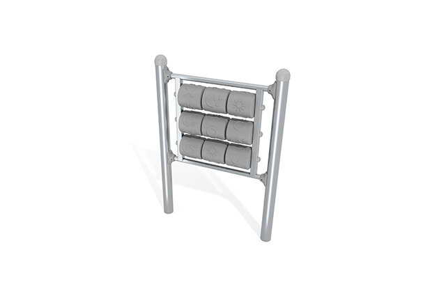 3D rendering af Drei gewinnt-Spiel Edelstahl