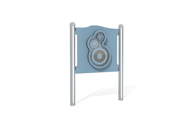 3D rendering af Aktivitätstafel - Zahnräder drehen blau