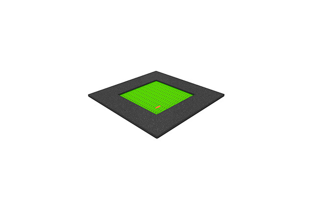 3D rendering af Trampolin - Quadrat 136 x136 cm grün