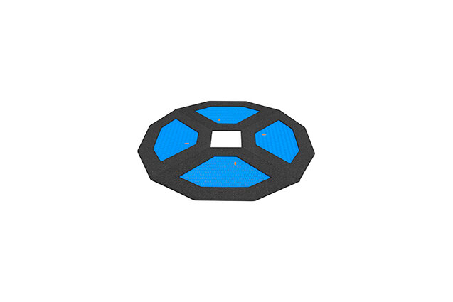 3D rendering af Trampolin - rund Ø 352 cm vier Felder blau
