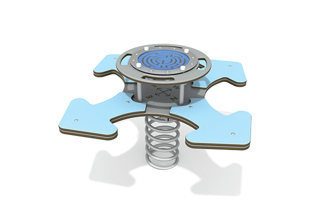 3D rendering af Wippe - Federwippe mit Labyrinthspiel blau