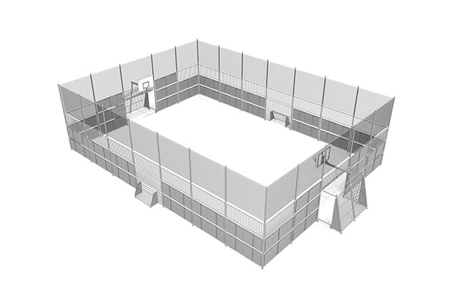 3D rendering af Mehrzweckplatz - Sport Arena 3, 20,76 x 14,20 m grau