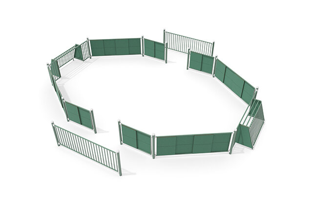 3D rendering af Mehrzweckplatz - Sport Arena 4, 8,97 x 7,54 m grün