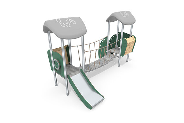 3D rendering af Spielturm - Mini doppelter Turm Hängebrücke