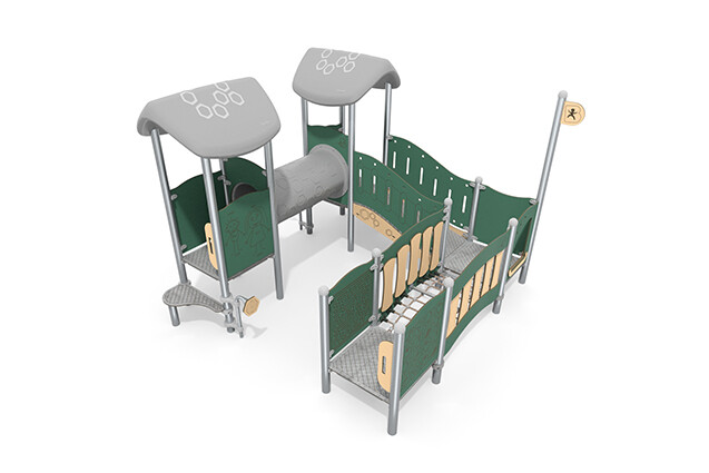 3D rendering af Spielturm - Mini vierfacher Turm Kriechröhre