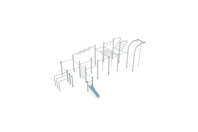 3D rendering af Fitness - Street Workout Inox Mulit-Gym XL blau