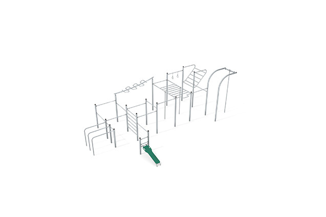 3D rendering af Fitness - Street Workout Inox Multi-Gym XL grün