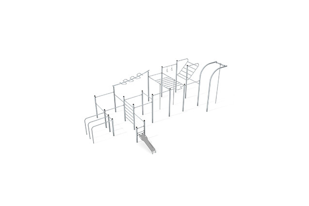 3D rendering af Fitness - Street Workout Inox Multi-Gym XL grau