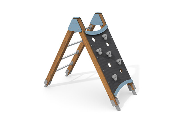 3D rendering af Dschungelspielplätze - ECO Kletterwand blau