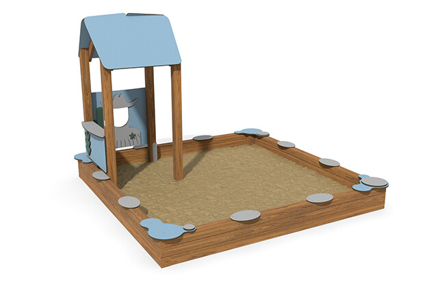3D rendering af Sandkasten - ECO Sandkasten und Spielhaus blau