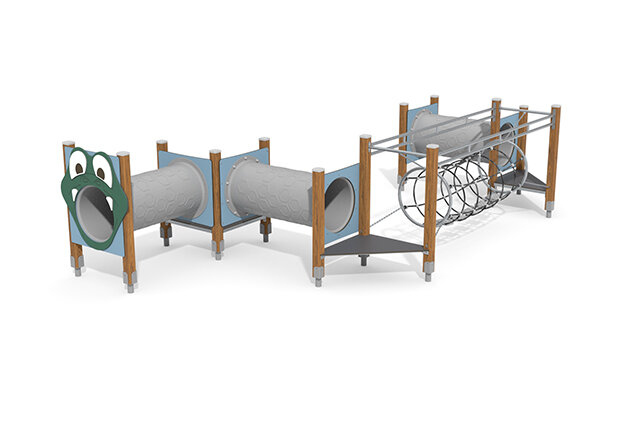 3D rendering af Dschungelspielplätze - ECO Motorikbahn Kriechröhre blau