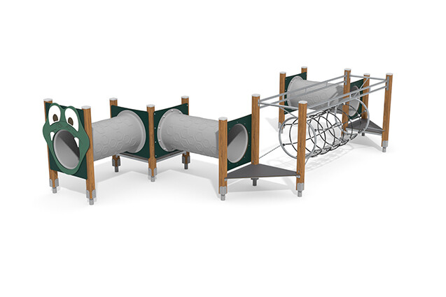 3D rendering af Dschungelspielplätze - ECO Motorikbahn Kriechröhre grün