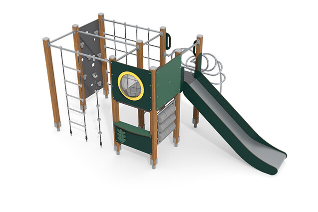 3D rendering af Spielturm - ECO einzelner Turm Kletteranlage grün