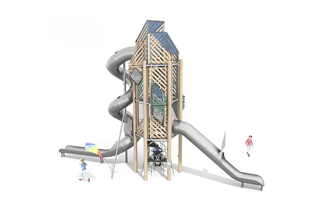 3D rendering af Spielturm - Mega Robinie 1
