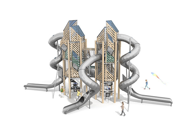 3D rendering af Spielturm - Mega Robinie 2