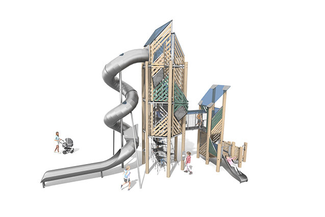 3D rendering af Spielturm - Mega Robinie 3