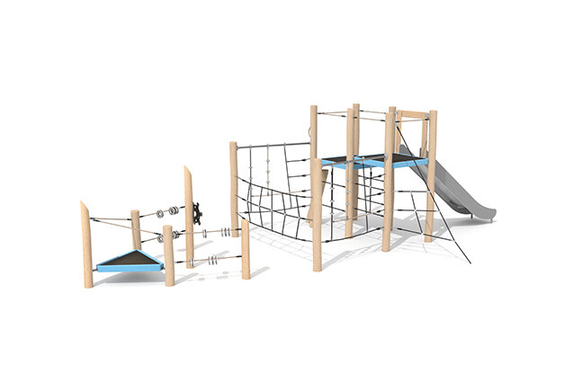 3D rendering af Spielturm - Robinia Scandic Turm in Schiffsform