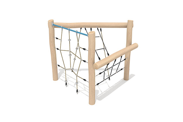 3D rendering af Kletteranlage - Robinia Scandic dreiseitig mit schrägen Kletternetzen