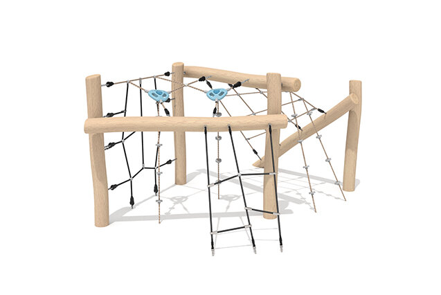 3D rendering af Kletteranlage - Robinia Scandic fünf Kletterrouten für aktives Spielen