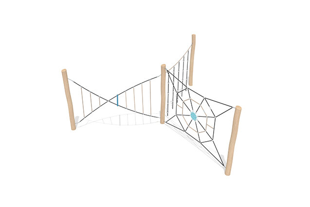 3D rendering af Dschungelspielplätze - Robinia Scandic drei Kletterparcours