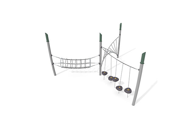 3D rendering af Dschungelspielplätze - Acrobat Hindernisparcours 2 grün/schwarz