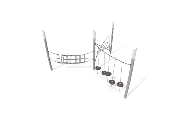 3D rendering af Dschungelspielplätze - Acrobat Hindernisparcours 2 grau/schwarz