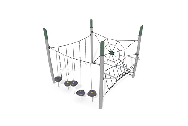 3D rendering af Dschungelspielplätze - Acrobat Hindernisparcours 3 grün/schwarz