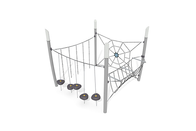 3D rendering af Dschungelspielplätze - Acrobat Hindernisparcours 3 grau/schwarz