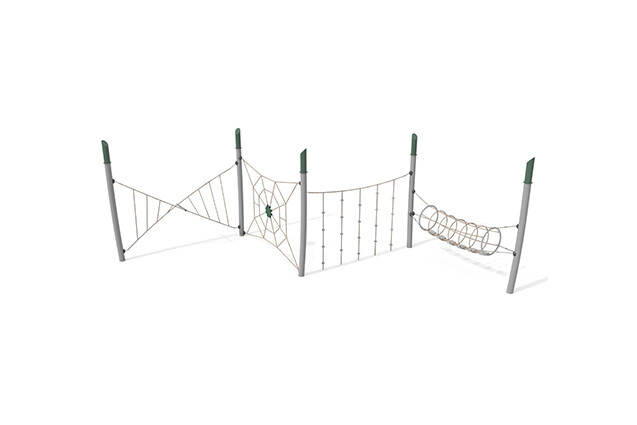 3D rendering af Dschungelspielplätze - Acrobat Hindernisparcours 4 grün/beige
