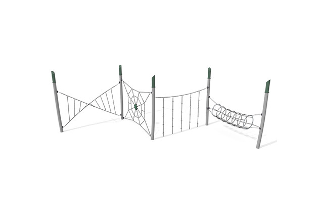 3D rendering af Dschungelspielplätze - Acrobat Hindernisparcours 4 grün/schwarz