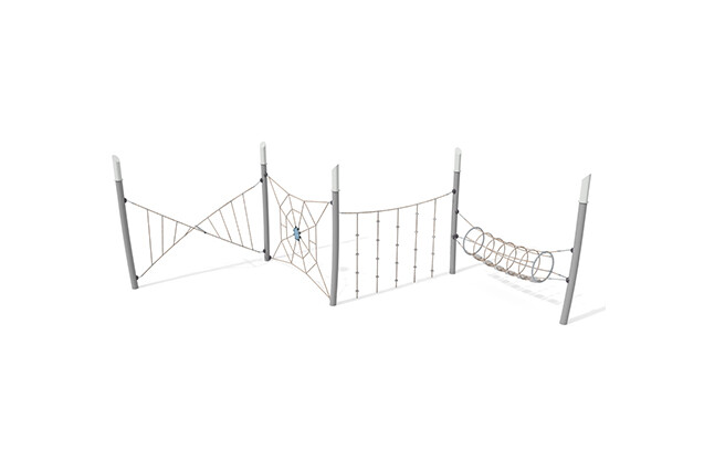 3D rendering af Dschungelspielplätze - Acrobat Hindernisparcours 4 grau/beige
