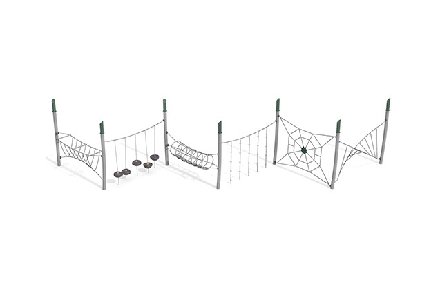 3D rendering af Dschungelspielplätze - Acrobat Hindernisparcours 5 grün/schwarz