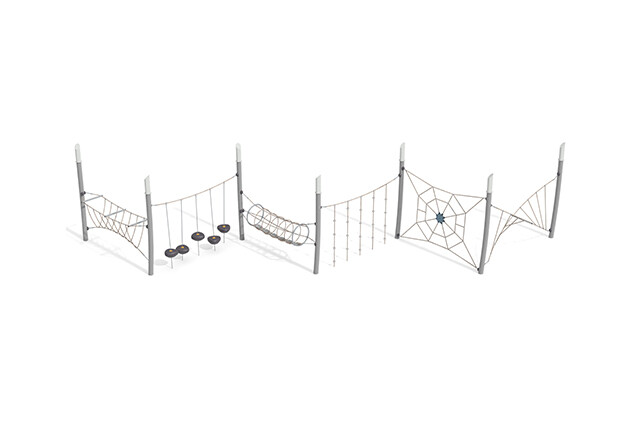 3D rendering af Dschungel-Parcours - Akrobatik-Hindernisparcours 5 grau/beige